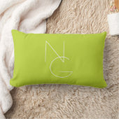 Coussin Rectangle Initiales de chevauchement modernes 2 | Lime vert (Couverture)