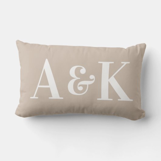 Coussin Rectangle Initiales de monogramme larges sur couleur unie (Verso)