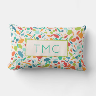Coussin Rectangle Initiales du Monogramme Architectural Terrazzo Col