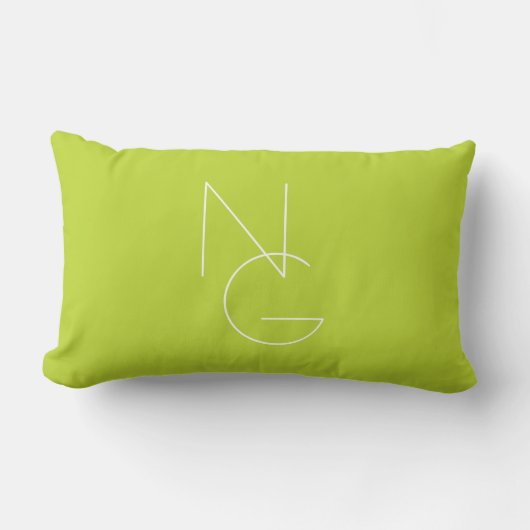 Coussin Rectangle Initiales superposées Modern 2 | Vert citron (Recto)