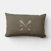 Coussin Rectangle Initiales tribales de flèches épousant le Taupe (Verso)