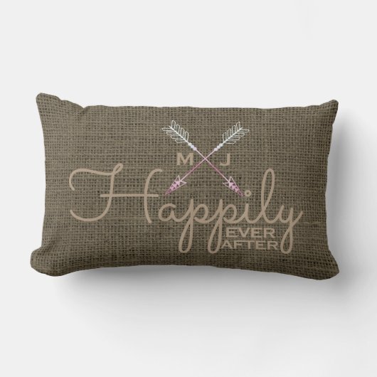 Coussin Rectangle Initiales tribales de flèches épousant le Taupe (Recto)