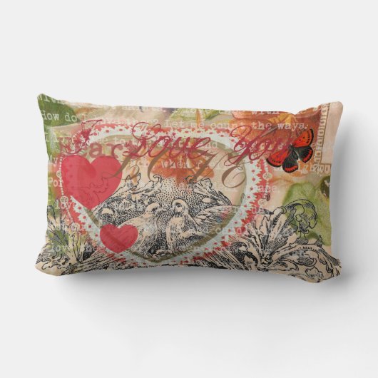 Coussin Rectangle Inséparables Heart Red Art Collage (Verso)