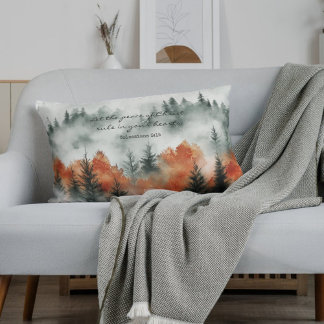 Coussin Rectangle Inspirational Bible Verse Colossians 3:15 Nature 