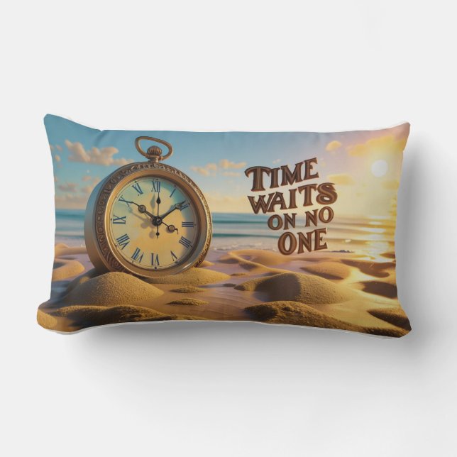 Coussin Rectangle Inspirational Throw Pillow- Time waits on no one (Recto)