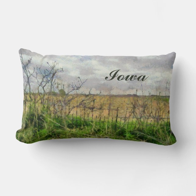 Coussin Rectangle Iowa Beau Paysage Rural Avec Vieille clôture (Recto)