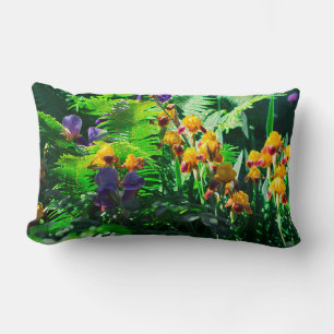 Coussin Rectangle Iris de jardin stylisé de type Claude Monet