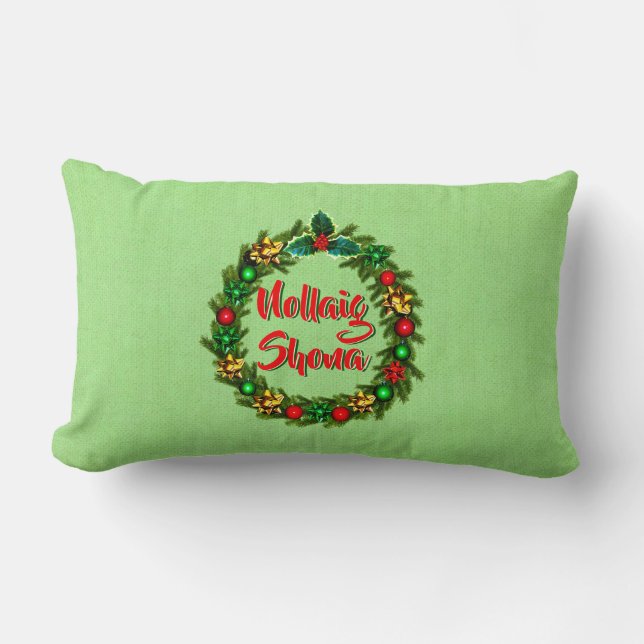 Coussin Rectangle Irish Nollaig Shona Joyeux Noël (Recto)