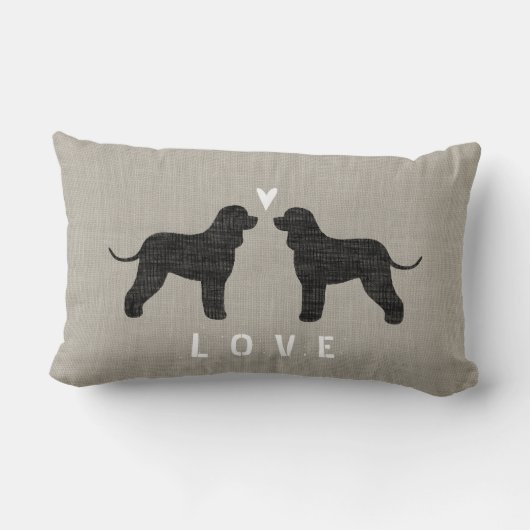 Coussin Rectangle Irish Water Spaniel Silhouettes Love - Personnalis (Verso)