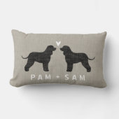 Coussin Rectangle Irish Water Spaniel Silhouettes Love - Personnalis (Recto)