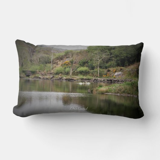 Coussin Rectangle Irlande, Comté Cork, Lac, Cygnes, Photographie (Recto)
