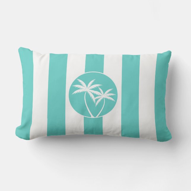 Coussin Rectangle Island Palms Beach Life Aqua Stripes Motif (Recto)