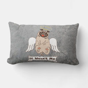 Coussin Rectangle It Wasn't Me angel pug funny quota Lumbar Pillo