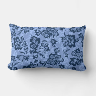 Coussin Rectangle Iwalani Vintage Hawaïen Fleurs Bleues