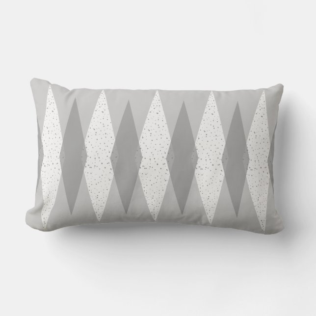 Coussin Rectangle Jacquard gris moderne du milieu du siècle Lumbar C (Recto)