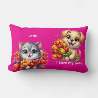Coussin Rectangle Jade's "I Love My Pets" Decorative Pillow