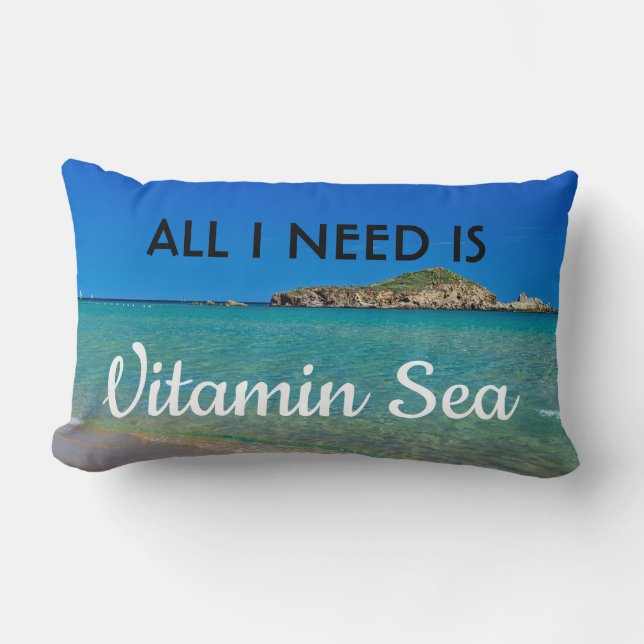 Coussin Rectangle J'ai besoin de Vitamin Sea eau turquoise plage ita (Recto)