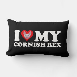 Coussin Rectangle J'aime (Cœur) Mon Cornish Rex