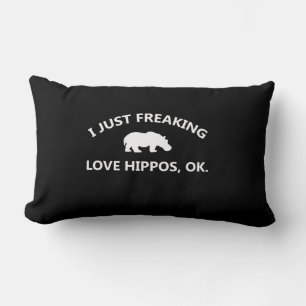 Coussin Rectangle J'Aime Juste Freaking Aimer Hippopotames Cadeau