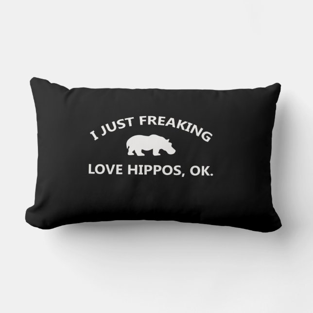 Coussin Rectangle J'Aime Juste Freaking Aimer Hippopotames Cadeau (Recto)