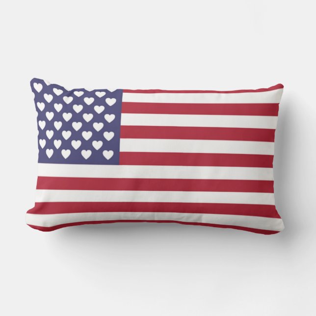 COUSSIN RECTANGLE J'AIME LES ÉTATS-UNIS D'AMÉRIQUE (Recto)