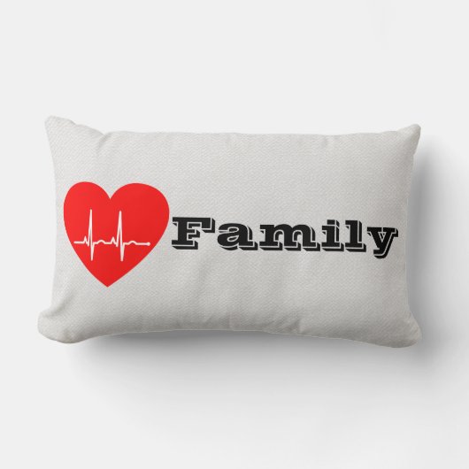 Coussin Rectangle J'aime ma famille Décor de coeur personnalisé cous (Recto)