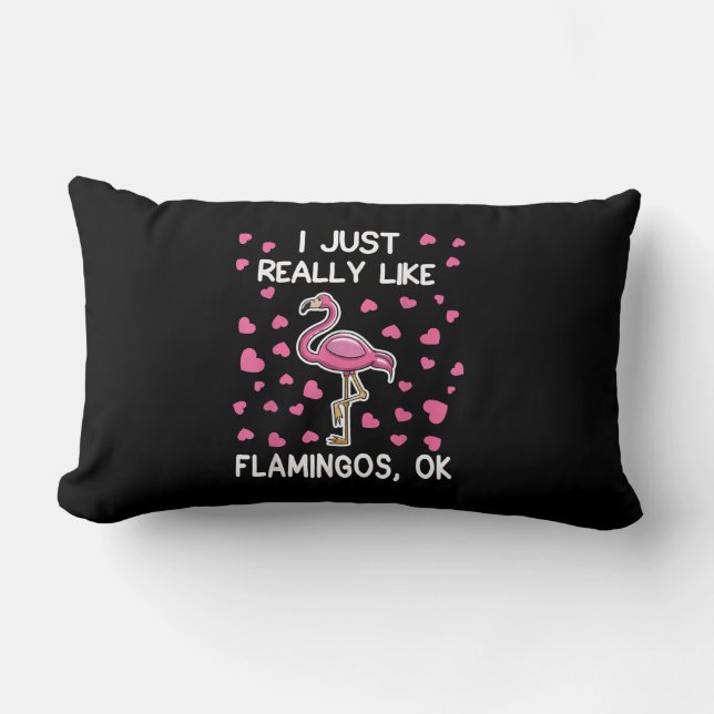 Coussin Rectangle J'Aime Vraiment Les Flamants roses, Ok Flamant ros (Recto)
