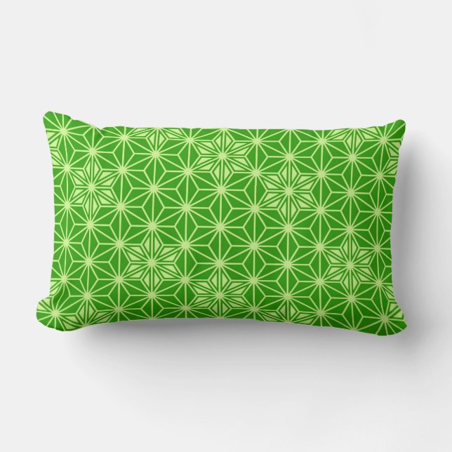 Coussin Rectangle Japonais Asanoha motif - vert citron (Recto)