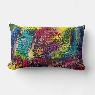 Coussin Rectangle Jardin aux fleurs colorées de Whimsical Oeuvre ori