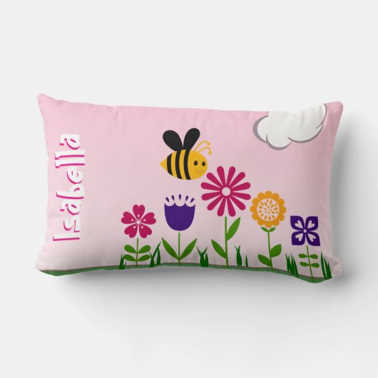 Coussin Rectangle Jardin d'agrément heureux d'abeille personnalisé (Verso)