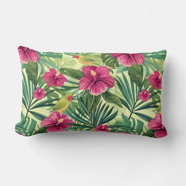 Coussin Rectangle Jardin tropical Vert floral (Recto)