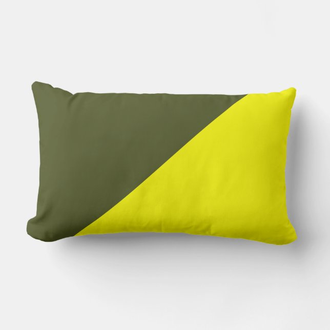 Coussin Rectangle Jaune & Armée vert Solid couleur Arrière - plan (Recto)
