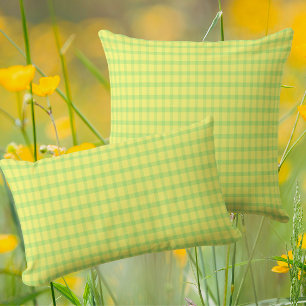 Coussin Rectangle Jaune Citron Vert Citron Carreaux Vichy Rustique