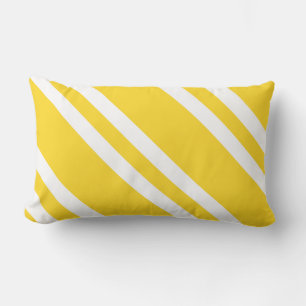 Coussin Rectangle Jaune Ensoleillé et Rayures Blanches