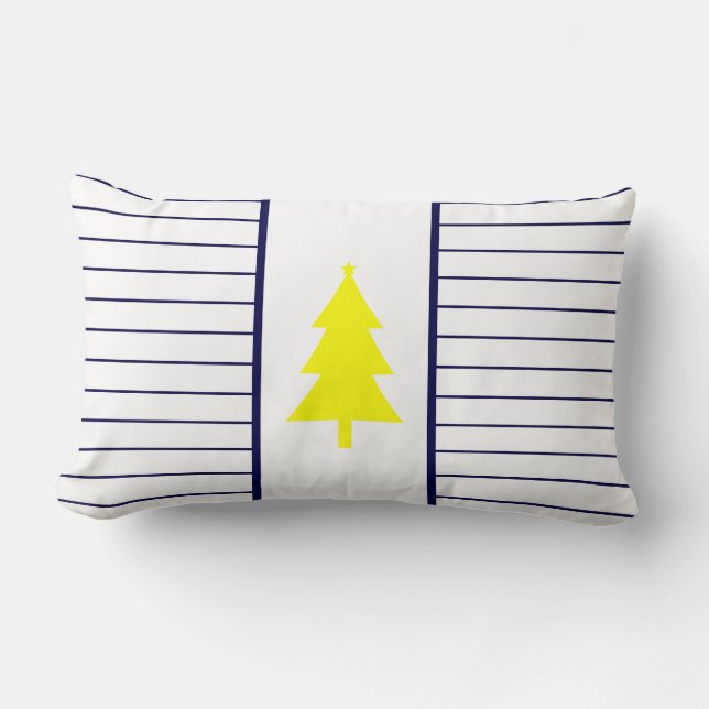 Coussin Rectangle Jaune Fir Tree Texture Bleu Stripe Cushion (Recto)