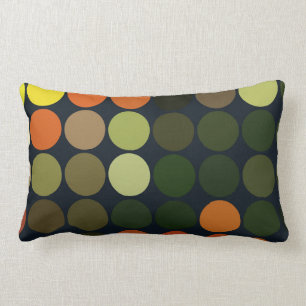 Coussin Rectangle Jaune géométrique d'art, orange, cercles verts