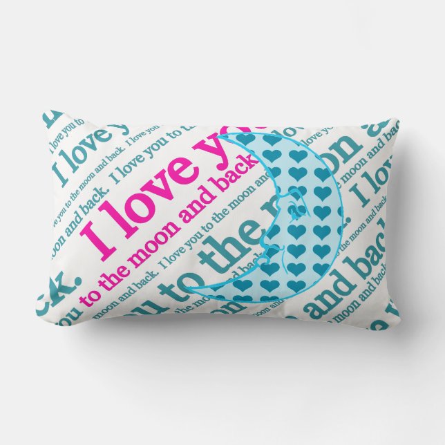 Coussin Rectangle Je t'aime à la lune et aux cadeaux arrières de (Recto)