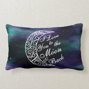 Coussin Rectangle "Je t'aime au décor à la maison de lune et de dos"