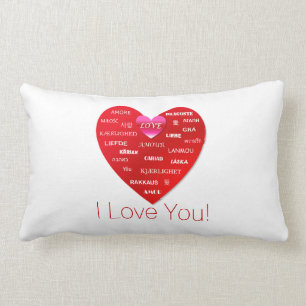 Coussin Rectangle Je t'aime coeur rouge de avec beaucoup de mots