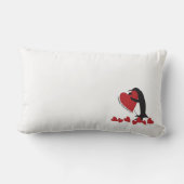 Coussin Rectangle Je t'aime plus ! Mignon pingouin et cœur rouge (Verso)