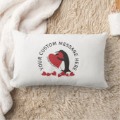 Coussin Rectangle Je t'aime plus ! Mignon pingouin et cœur rouge (Couverture)