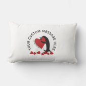 Coussin Rectangle Je t'aime plus ! Mignon pingouin et cœur rouge (Recto)