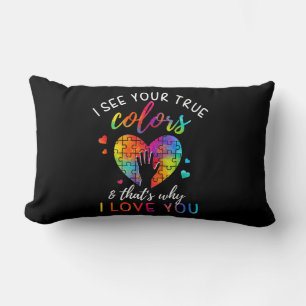 Coussin Rectangle Je Vois Vos Vrais Couleurs, Puzzle World Autism Aw