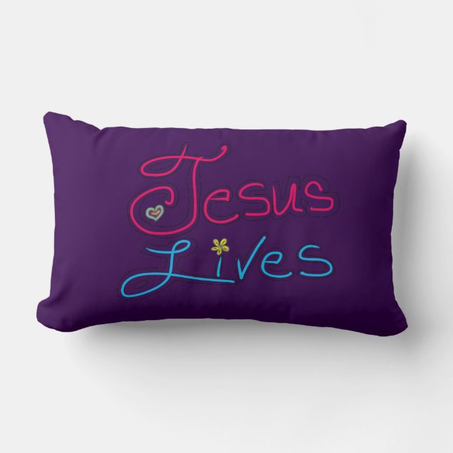 Coussin Rectangle Jesus Lives Purple  (Recto)