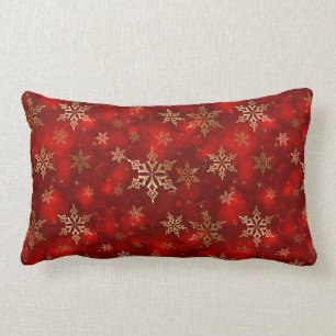 Coussin Rectangle Jet de Noël Coussin-Rouge et flocons de neige d'o