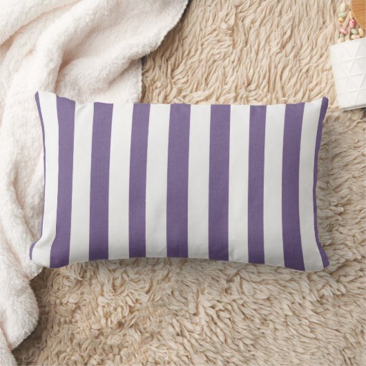 Coussin Rectangle Jeter Bande D'Oreiller Violet Blanc (Couverture)