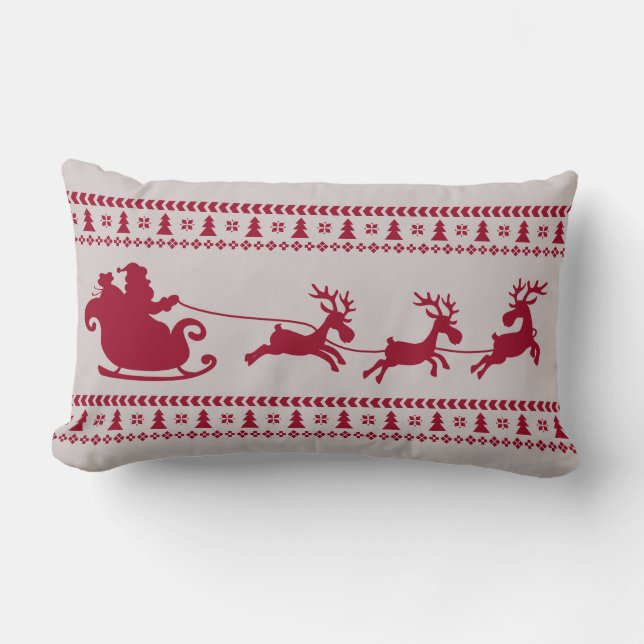 Coussin Rectangle Jeter l'oreiller avec harnais Père Noël rouge (Recto)