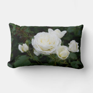 Coussin Rectangle Jeter L'Oreiller (Lumbar) Avec Des Roses Blanches