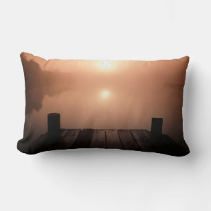 Coussin Rectangle Jetty en bois sur le lac au coucher du soleil No