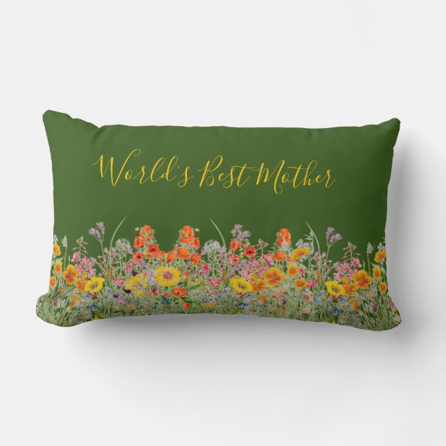 Coussin Rectangle Jeu de la Fête des mères florales (Recto)
